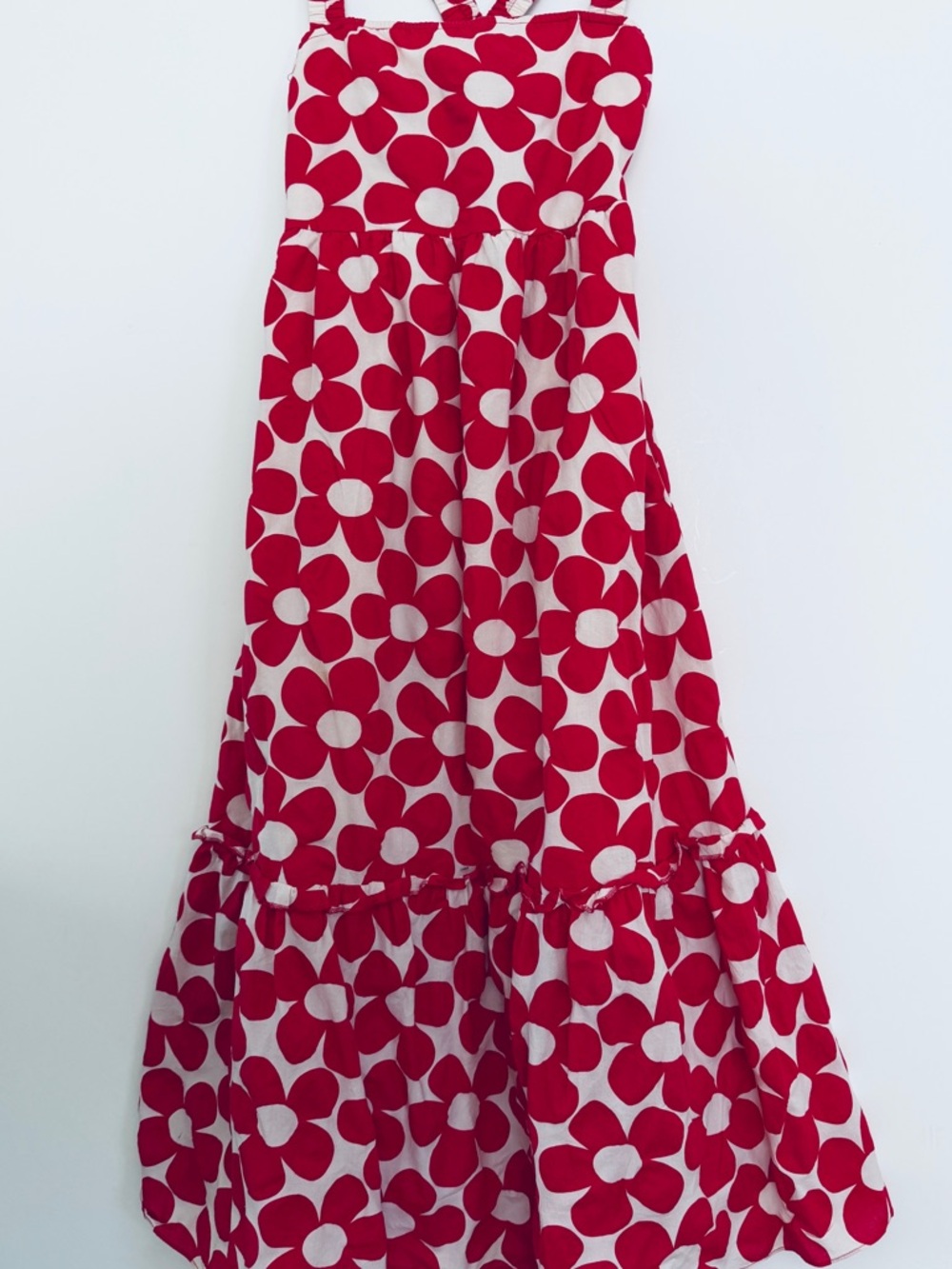 Jacqui E Red and White Floral Maxi Dress